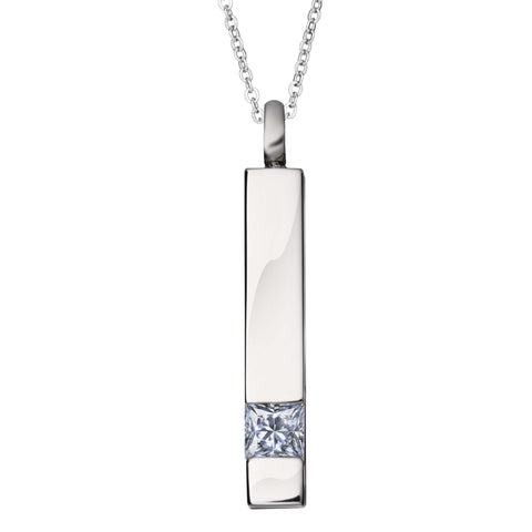 Self-fill Bar Cremation Ashes Pendant with Crystal - Cherished Urns