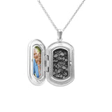 Large Rounded Rectangle Shaped Sterling Silver Cremation Ashes Locket - Cherished Urns