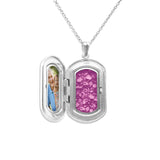 Large Rounded Rectangle Shaped Sterling Silver Cremation Ashes Locket - Cherished Urns