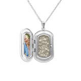 Large Rounded Rectangle Shaped Sterling Silver Cremation Ashes Locket - Cherished Urns