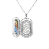 Large Rounded Rectangle Shaped Sterling Silver Cremation Ashes Locket - Cherished Urns