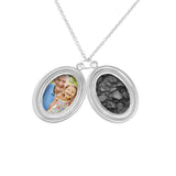 Shining Star Oval Shaped Sterling Silver Cremation Ashes Locket - Cherished Urns