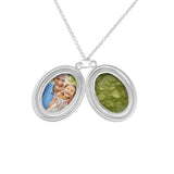 Shining Star Oval Shaped Sterling Silver Cremation Ashes Locket - Cherished Urns