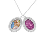 Shining Star Oval Shaped Sterling Silver Cremation Ashes Locket - Cherished Urns