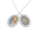 Shining Star Oval Shaped Sterling Silver Cremation Ashes Locket - Cherished Urns