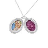Shining Star Oval Shaped Sterling Silver Cremation Ashes Locket - Cherished Urns