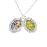 Shining Star Oval Shaped Sterling Silver Cremation Ashes Locket - Cherished Urns