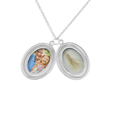 Shining Star Oval Shaped Sterling Silver Cremation Ashes Locket - Cherished Urns